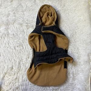 Good2go Quilted parka dog jacket brown navy blue